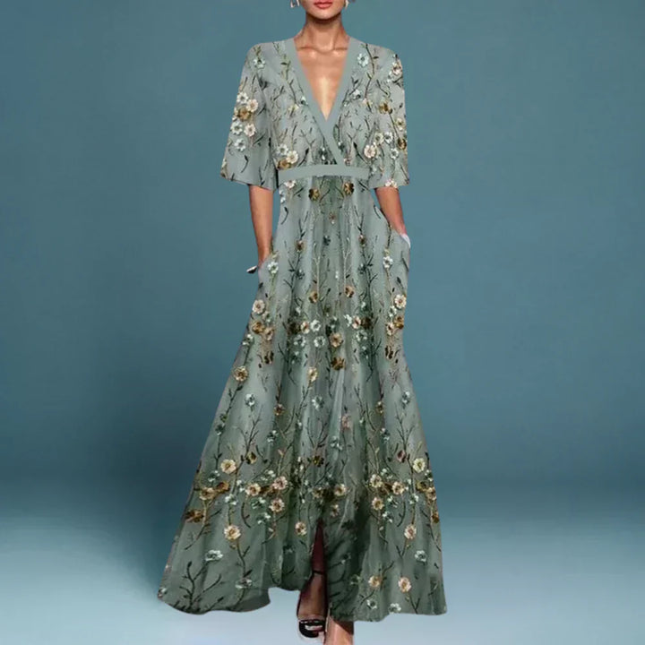 Women's Floral Maxi Dress with Elegant Silhouette