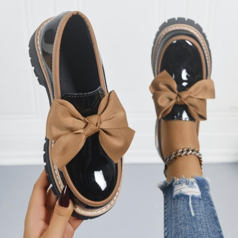 Women's Bow Detail Patent Platform Loafers