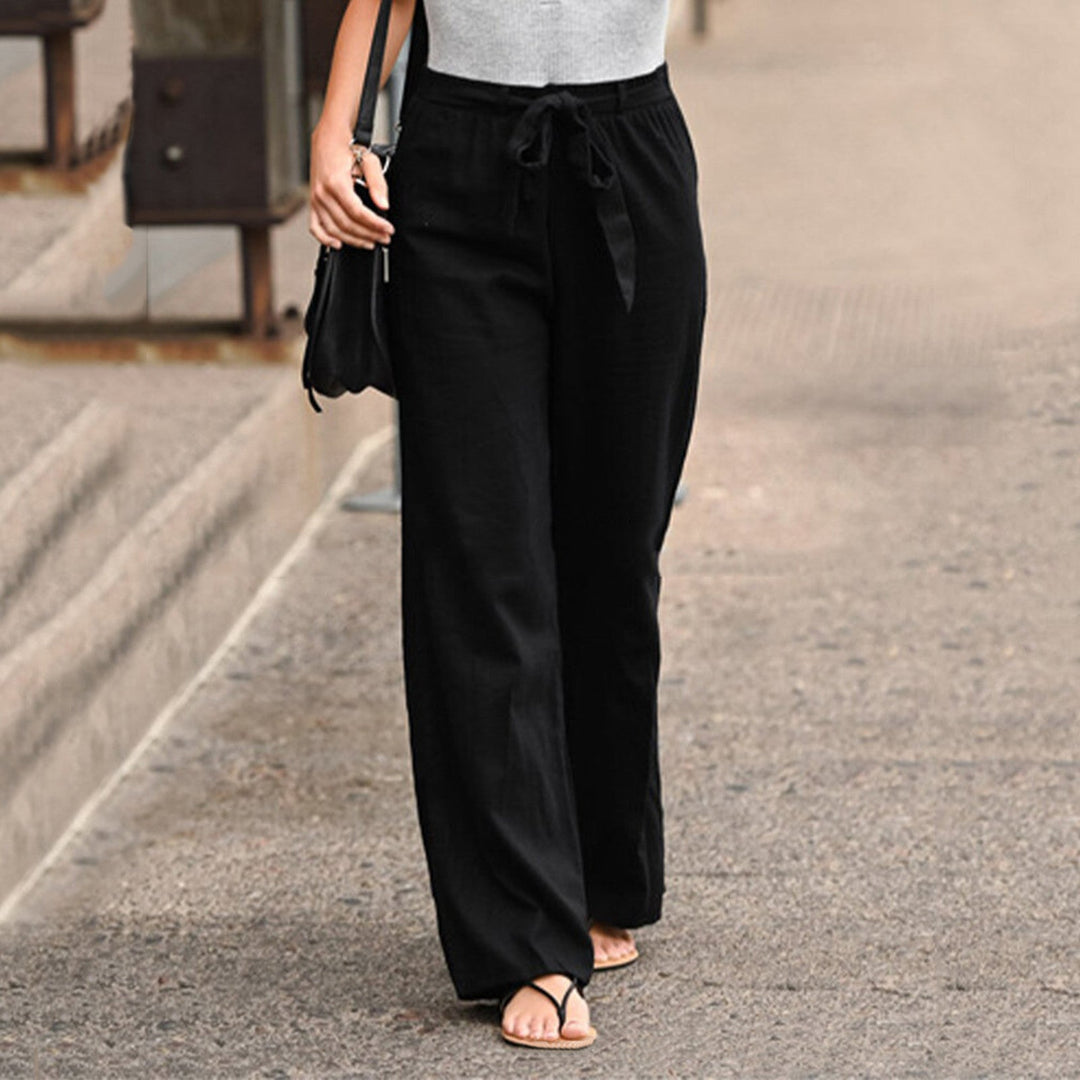 Women's High Waist Wide-Leg Linen Trousers