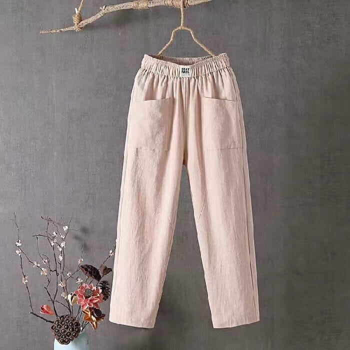 Classic women's linen blend pants, designed for ultimate comfort and a relaxed spring-summer look.