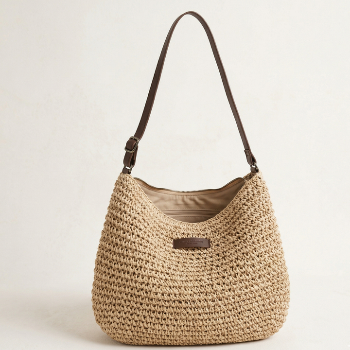 Beige women's elegant everyday sling crossbody bag for casual fashion.