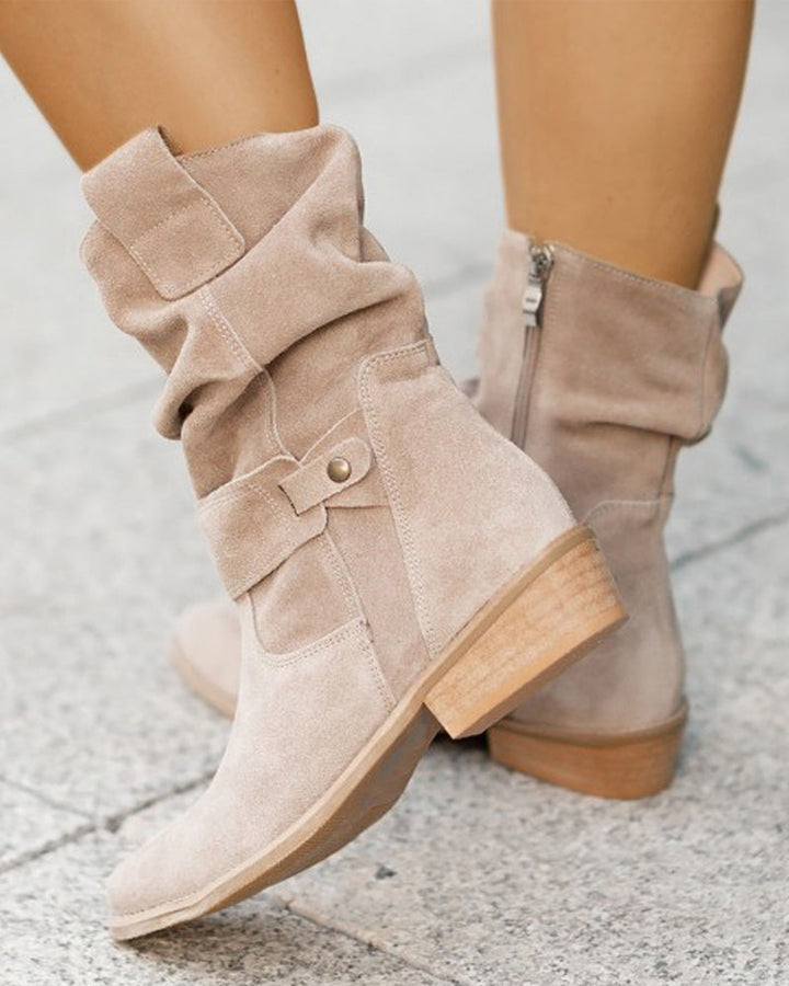 Elegant women's low-heel orthopedic ankle boots, perfect for comfortable everyday walking.