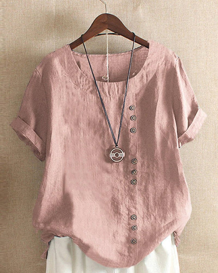 Women's Linen Button-Front Top - Relaxed Fit