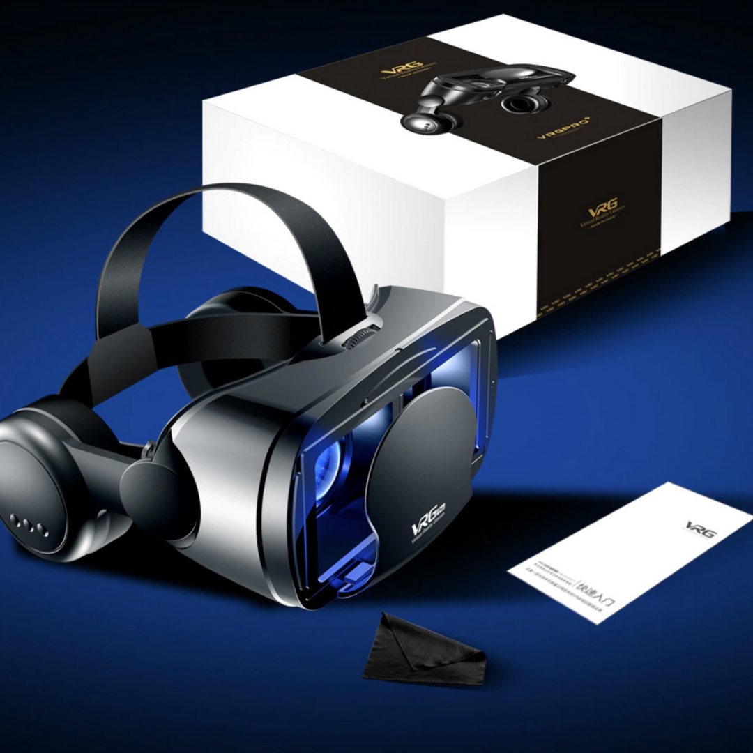 Universal VR headset for phones with integrated audio, providing immersive virtual reality experiences for gaming & movies.