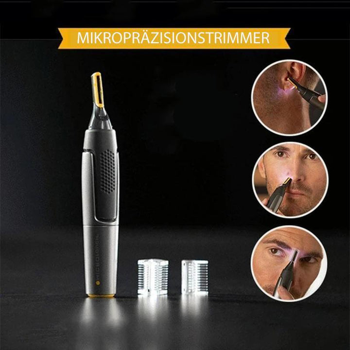 Close-up of a Men's Precision Trimmer, showcasing its sleek design and durable Titanium blades.