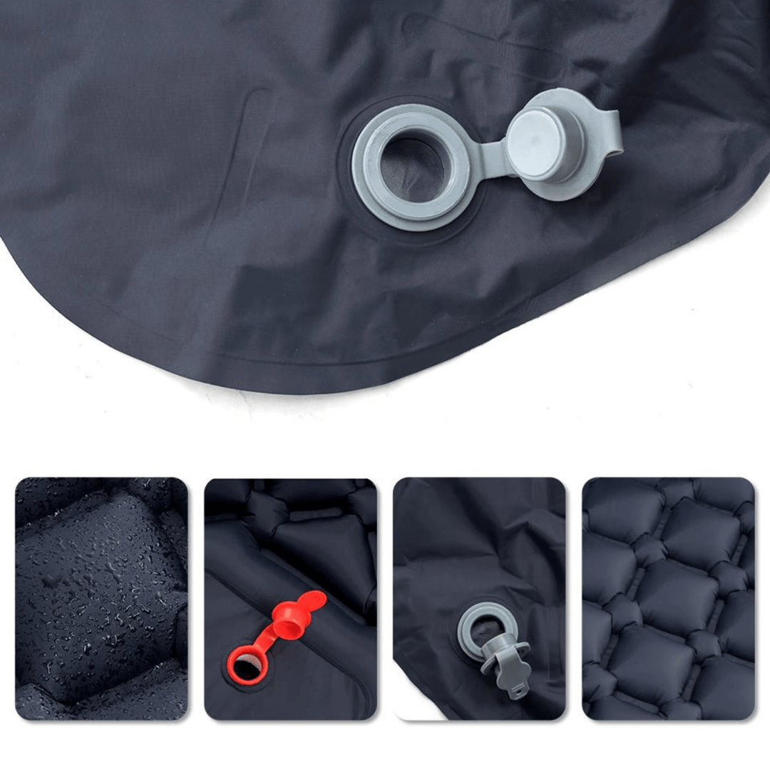Ultralight waterproof camping air mattress with built-in pump for comfortable outdoor sleeping.