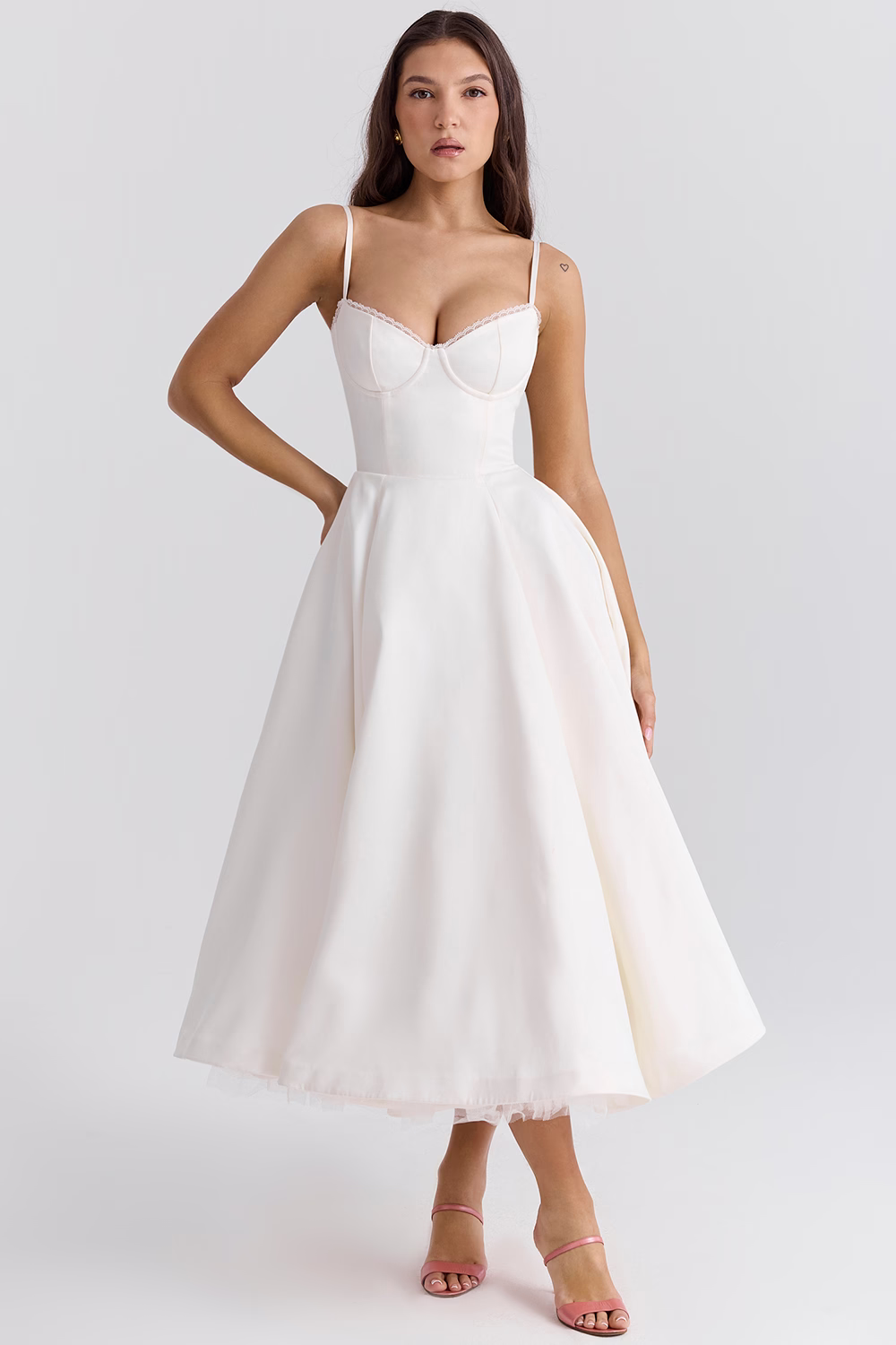 Feminine women's elegant midi dress, perfect for cocktail parties and evening events.