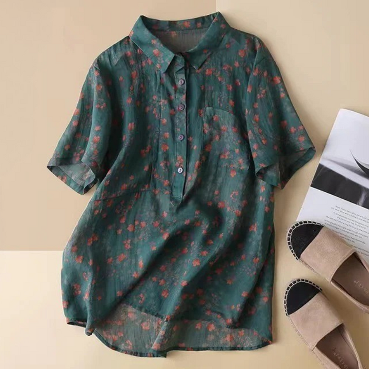 Annette Floral Half-Placket Shirt
