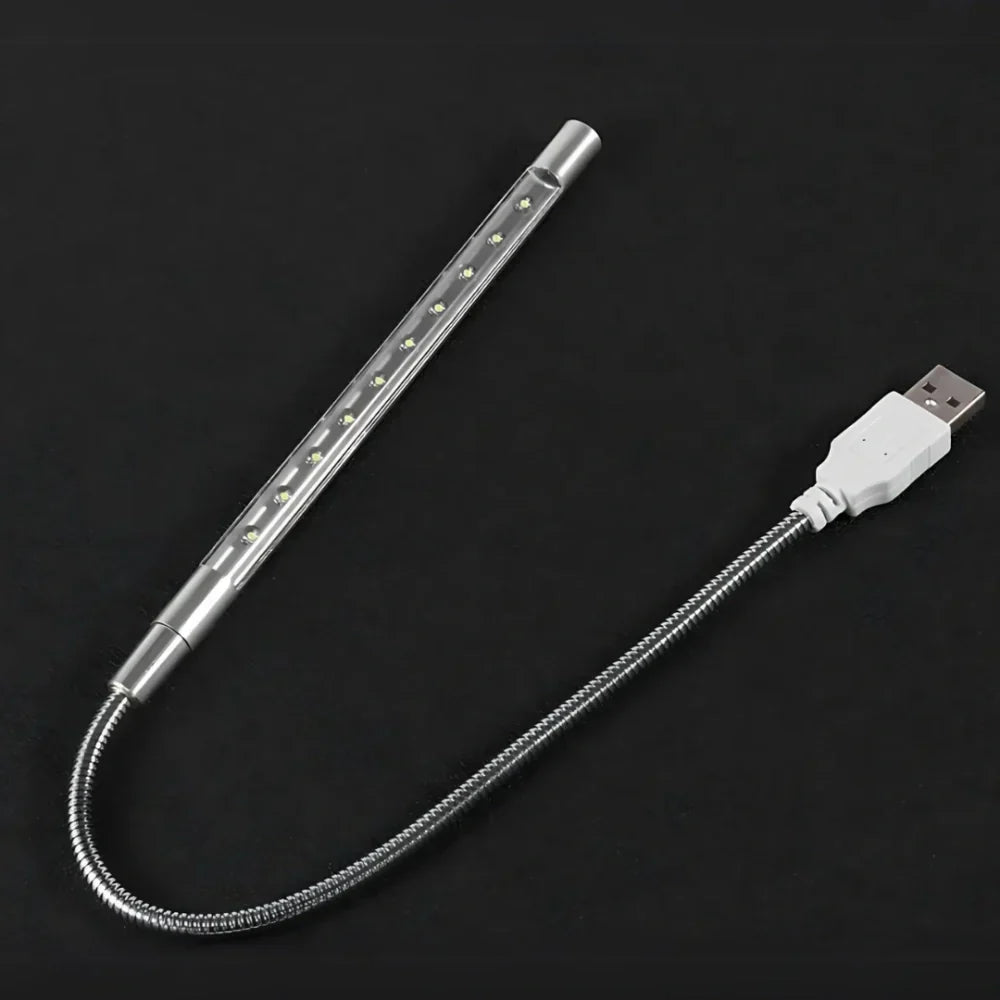 USB-powered LED desk lamp, flexible gooseneck design, dimmable for precise keyboard lighting.
