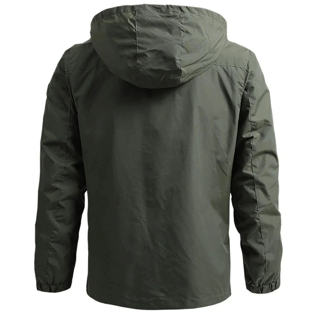 Stylish men's casual waterproof windbreaker jacket, perfect lightweight outerwear for daily wear.