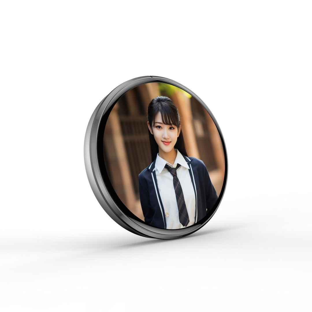 Sleek unisex smart 2D graphic decorative badge. An electronic pin perfect for adding tech fashion to any outfit.