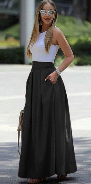 Casual yet chic women's high-waisted pleated skirt, perfect for everyday fashion.