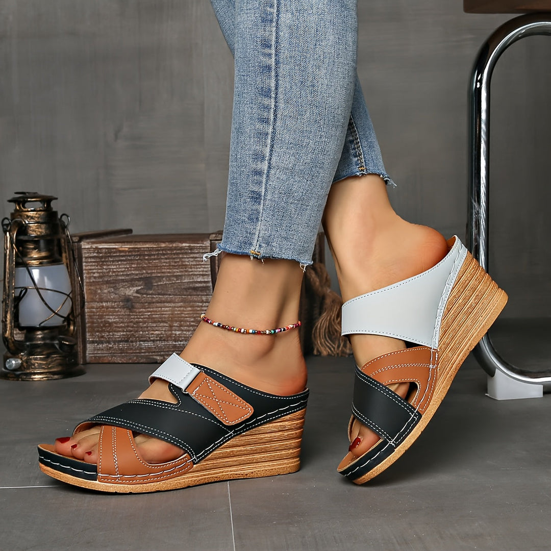 Women's Colorblock Wedge Slides