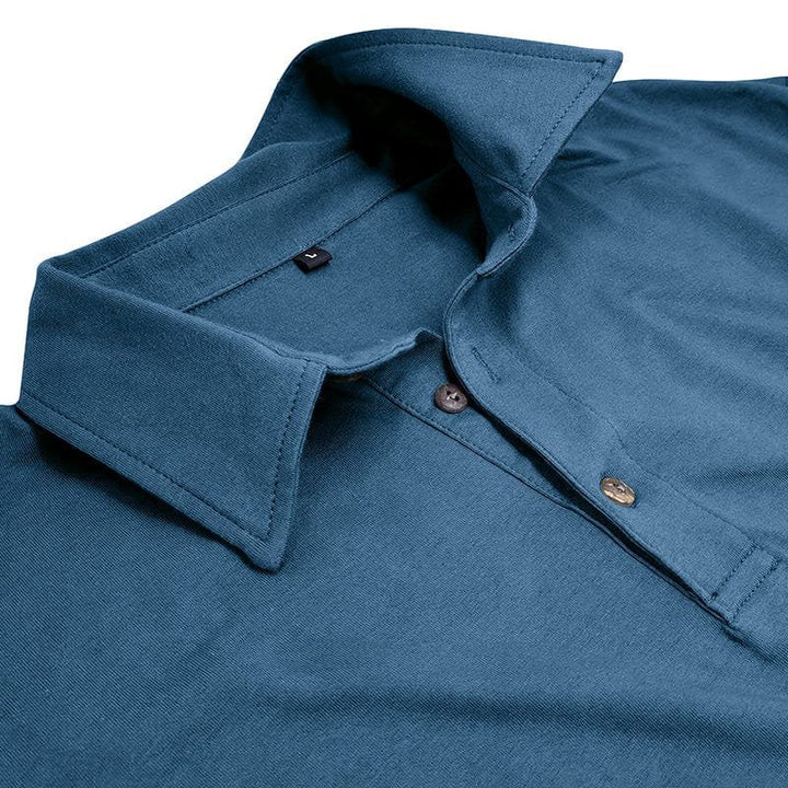 Classic fit men's long-sleeve polo shirt, ideal for smart casual and office wear.