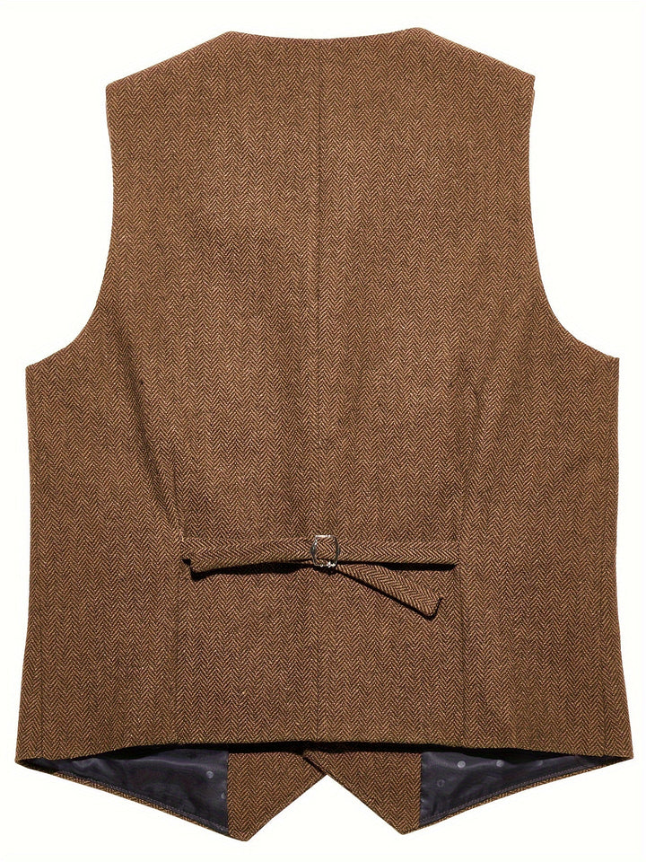 Classic fit men's wool blend button vest, a stylish sleeveless jacket for modern mens fashion.