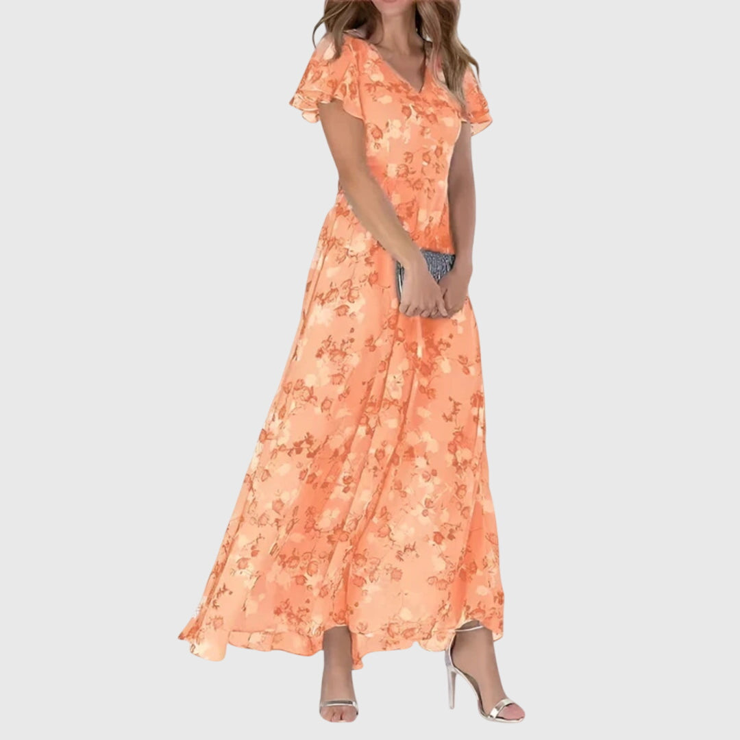 Women's flattering tummy control maxi dress in a flowy design, perfect for elegant summer and spring fashion.