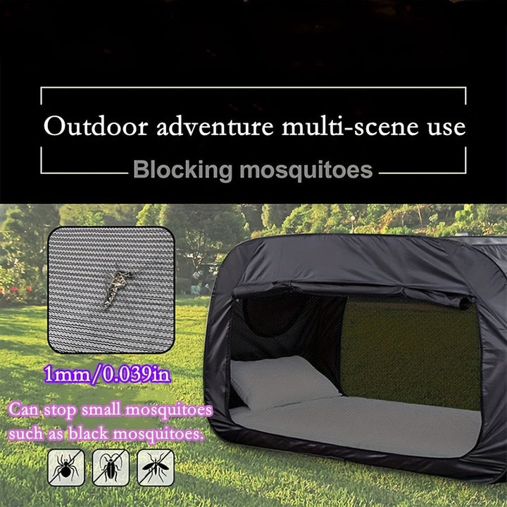 Durable CozyNest portable tent bed for camping & outdoor adventures, ensuring a protected and cozy sleep.