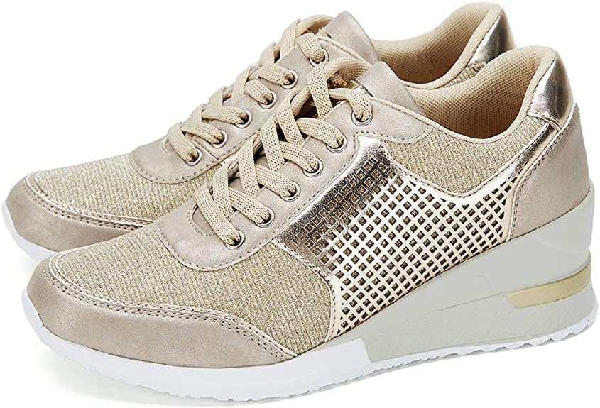 Lexi | Women's Wedge Heel Lace-Up Trainers with Perforated Detail