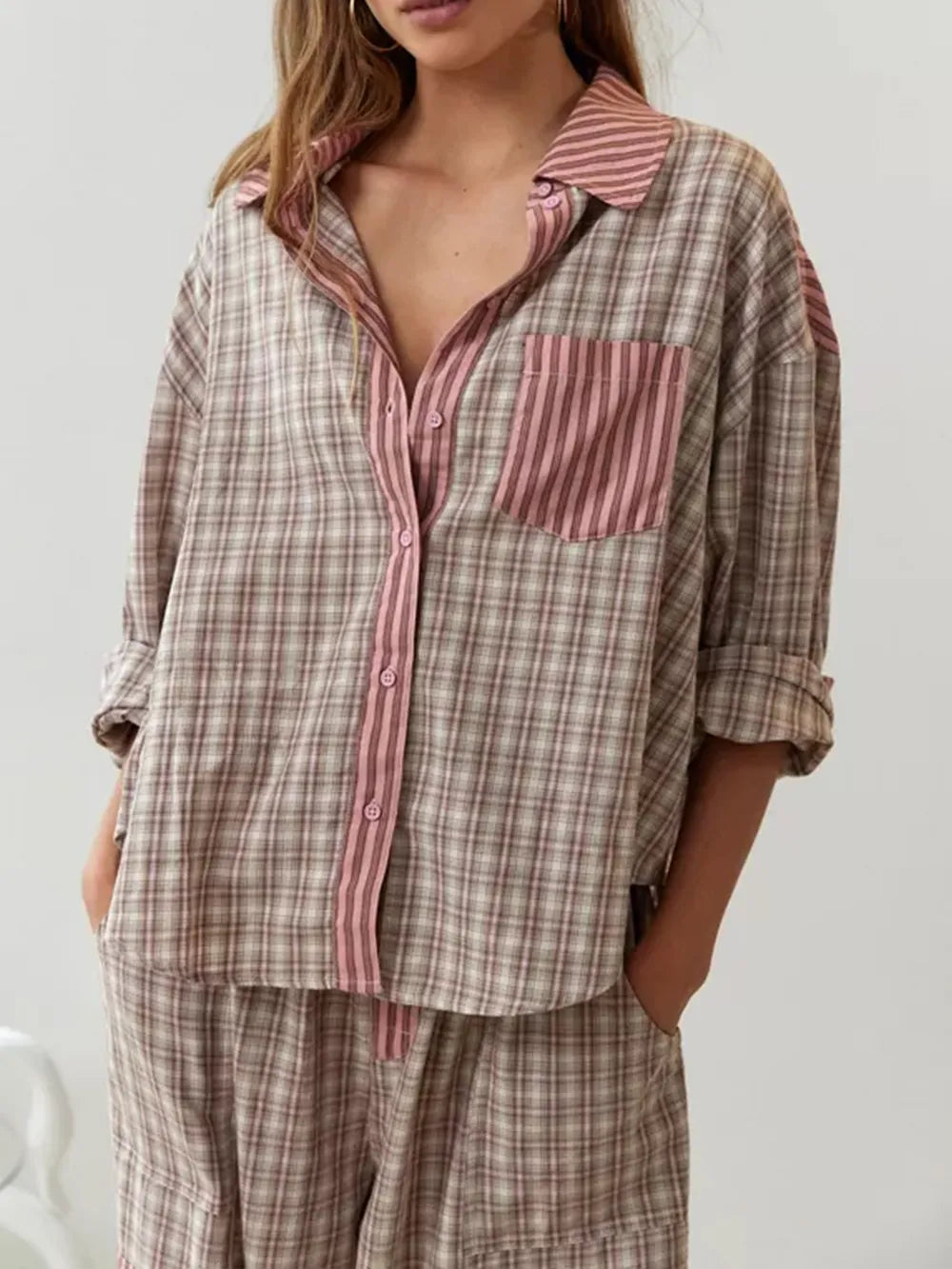 Soft blue women's pjs, two-piece cotton sleepwear designed for maximum comfort and relaxation.
