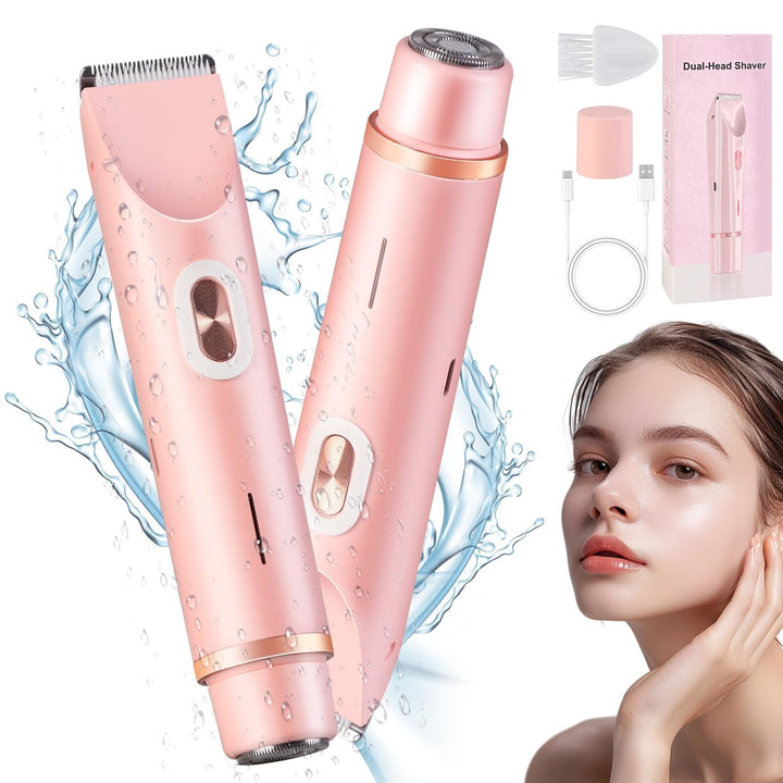 Portable 2-in-1 electric razor for women, ideal for travel grooming & quick touch-ups.