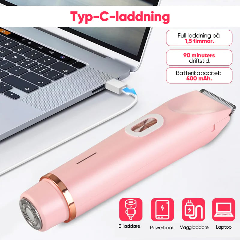 Rechargeable women's electric shaver & bikini trimmer, offering efficient & comfortable grooming.