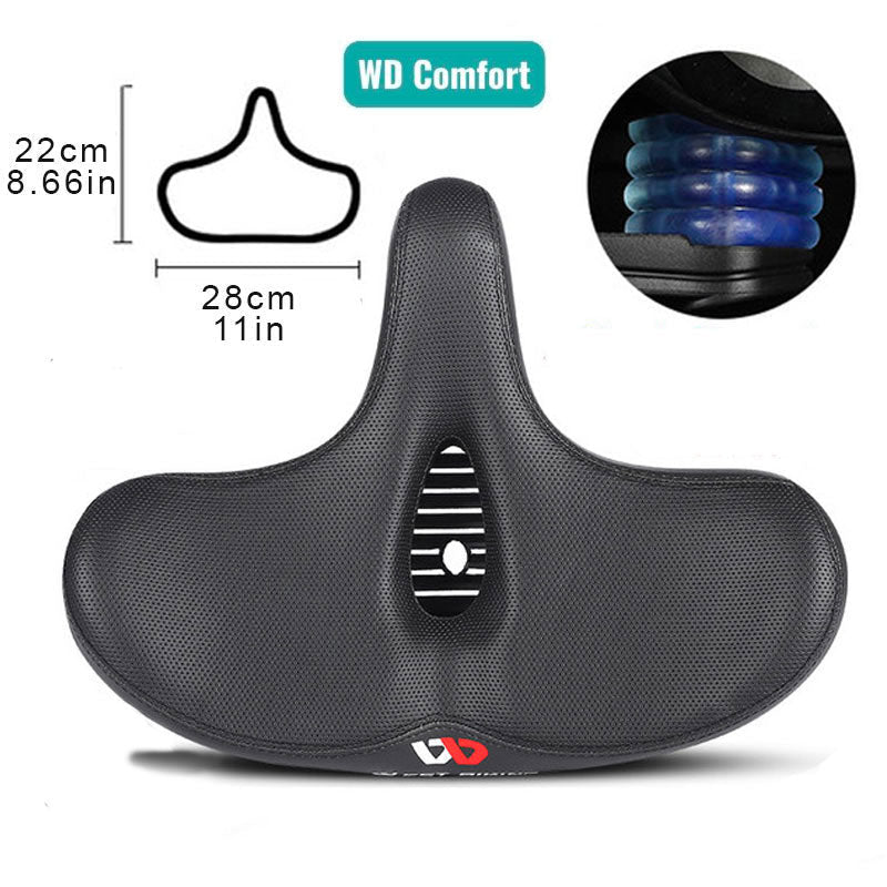 Unisex comfortable bicycle saddle, wide & ergonomic, offering superior support for daily commutes & long tours.