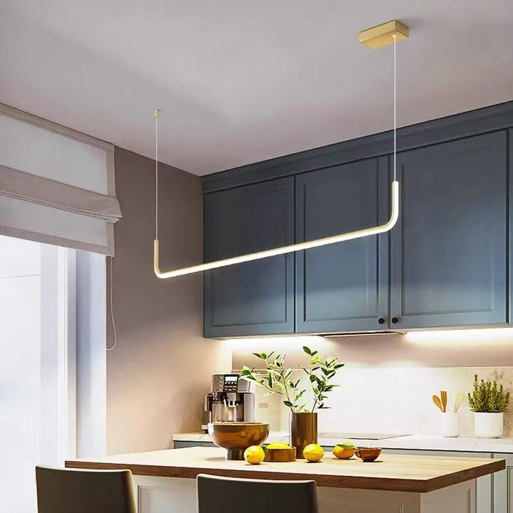 Gold and black Arisha modern LED pendant light, excellent for living room ambiance.