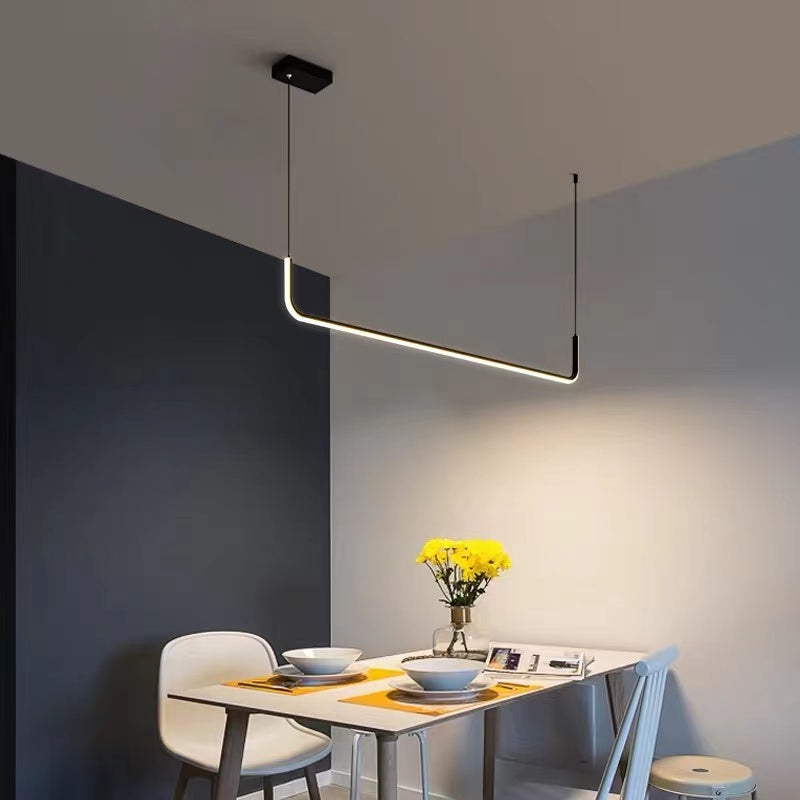 Contemporary Arisha LED chandelier, gold and black tones for stylish dining rooms.