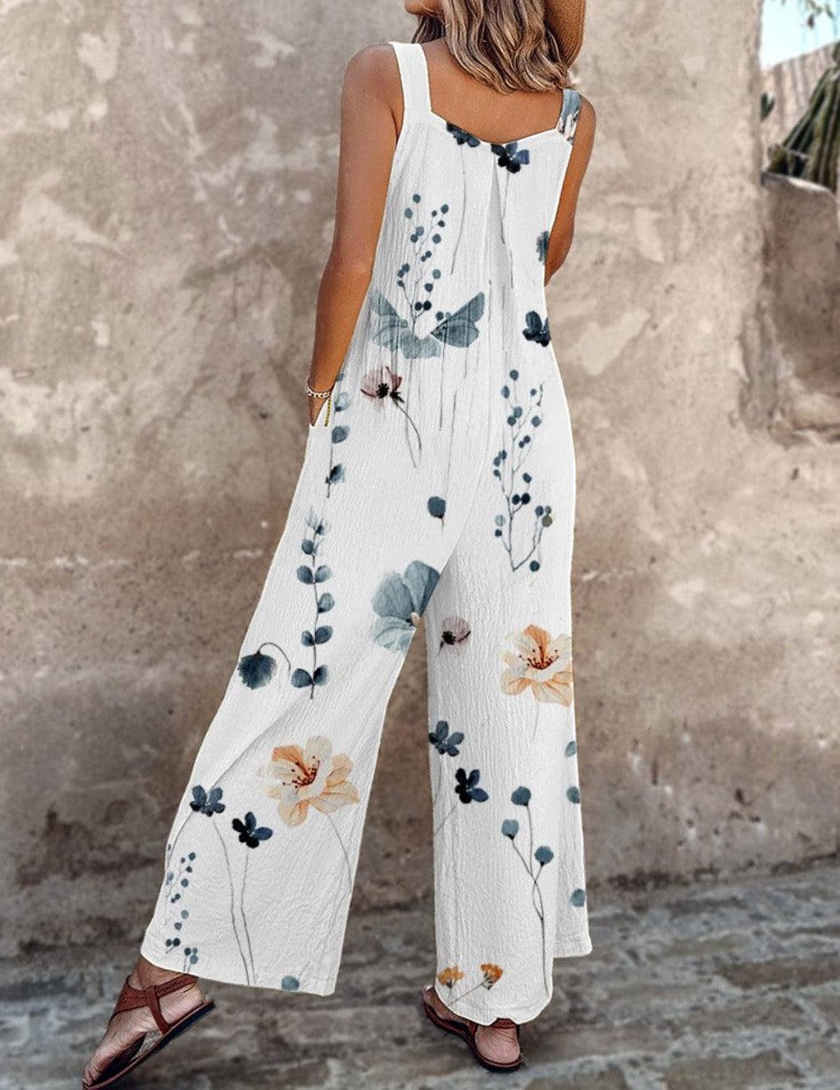 Women's Floral Print Wide-Leg Jumpsuit