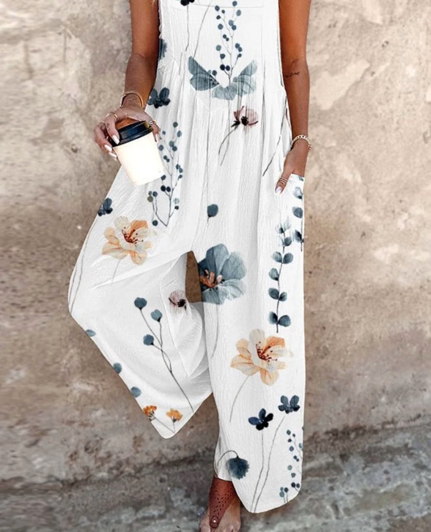 Women's Floral Print Wide-Leg Jumpsuit