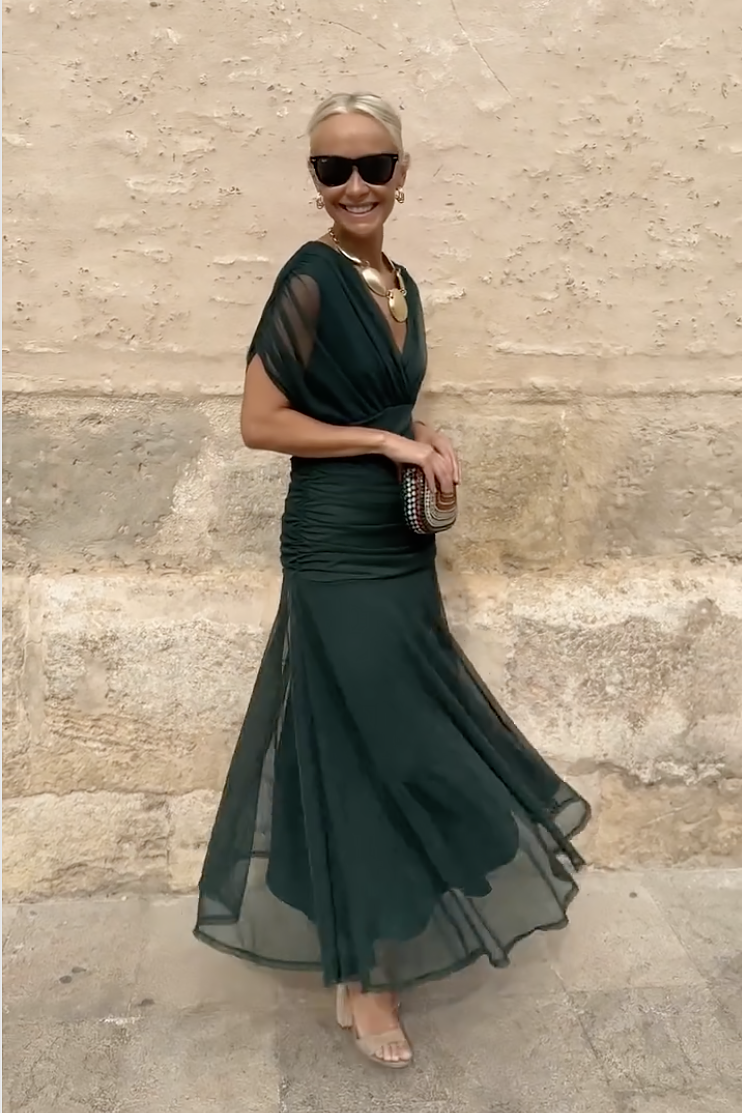 Elegant V-Neck Party Maxi Dress