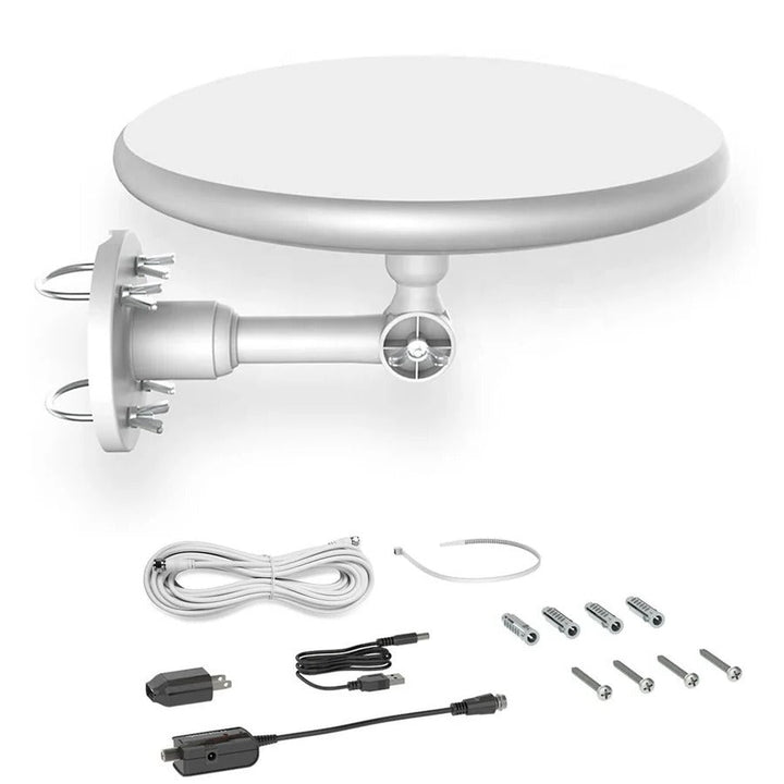 Outdoor long range digital HD TV antenna for free 4K channels, ideal for cord cutting & home entertainment.