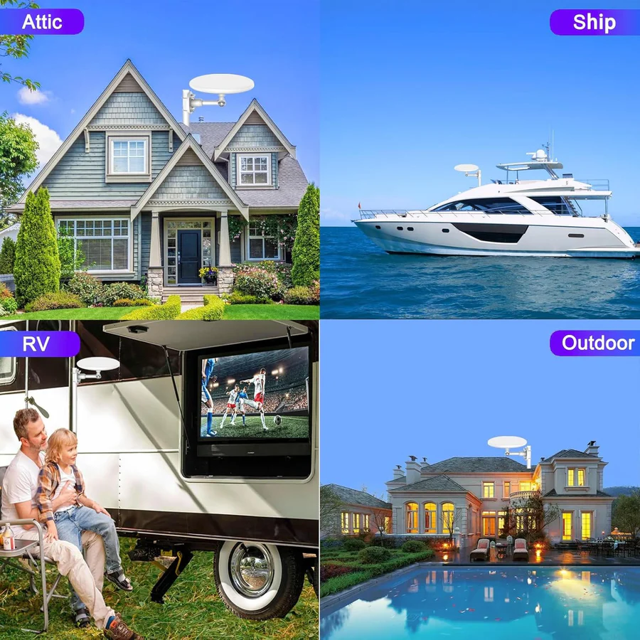 Weatherproof outdoor omnidirectional digital TV antenna, delivers free 4K UHD & HD channels from afar.