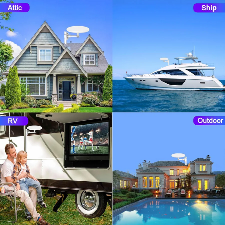 Weatherproof outdoor omnidirectional digital TV antenna, delivers free 4K UHD & HD channels from afar.
