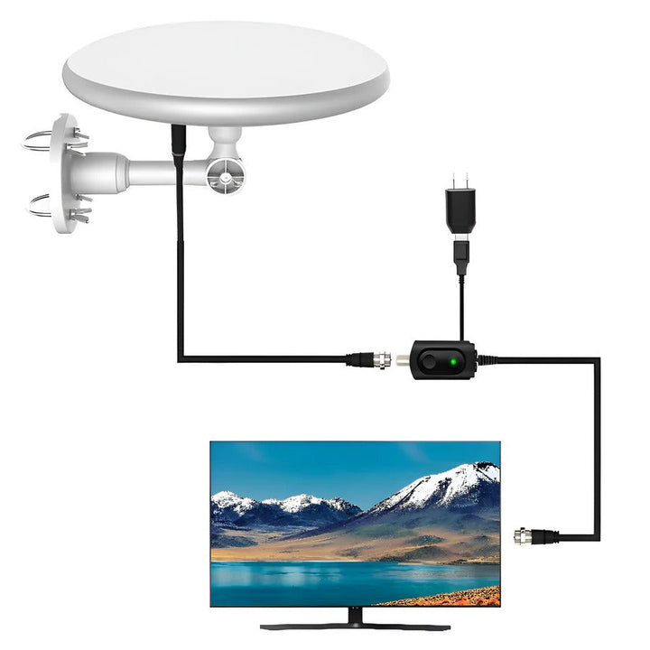 Outdoor UHF/VHF digital TV antenna captures free long-range HD & 4K channels, perfect for cord cutters.