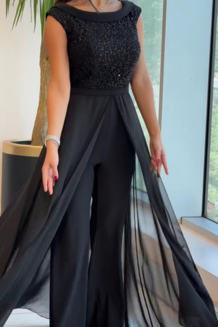 Women's Textured Crew-Neck Jumpsuit