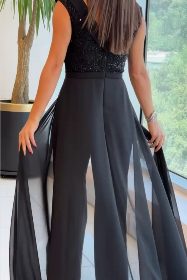 Women's Textured Crew-Neck Jumpsuit