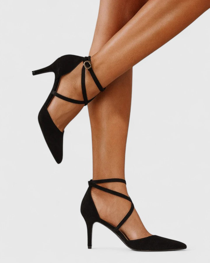 Women's black orthopedic heels for all-day comfort & style. Features arch support, non-slip sole, ideal for work & dress.