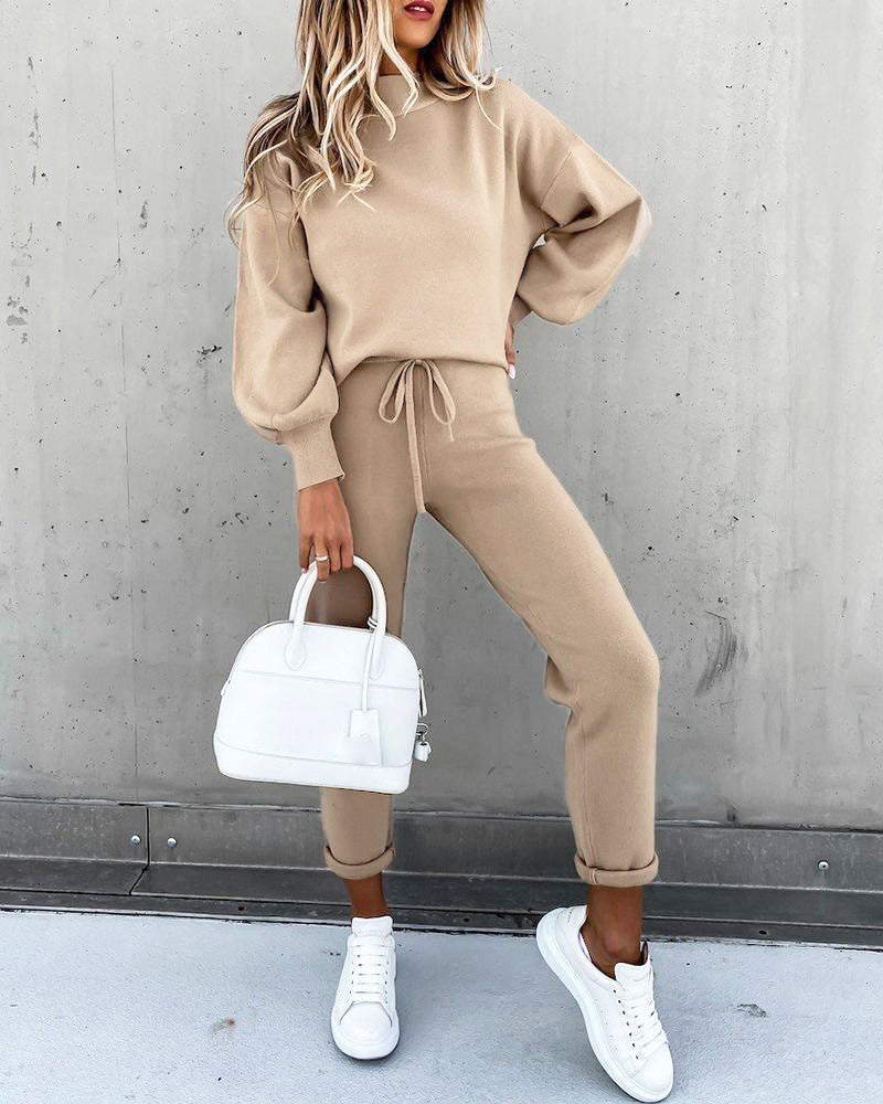 Stylish women's jogger set, perfect for activewear or comfortable leisure fashion.