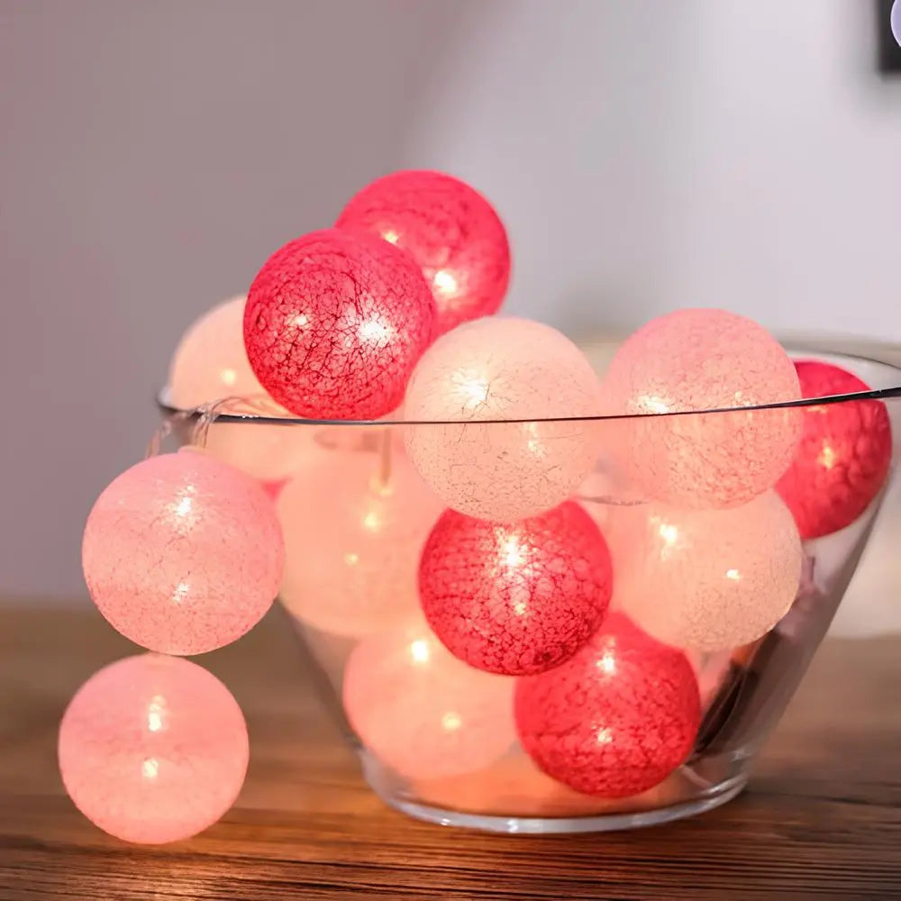 USB cotton ball decorative garland, convenient power for desks, shelves, or small spaces.
