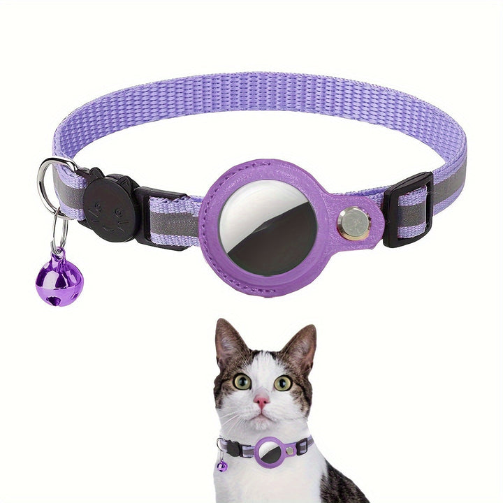 Safety-first reflective cat collar with a breakaway quick-release buckle and jingling bell.