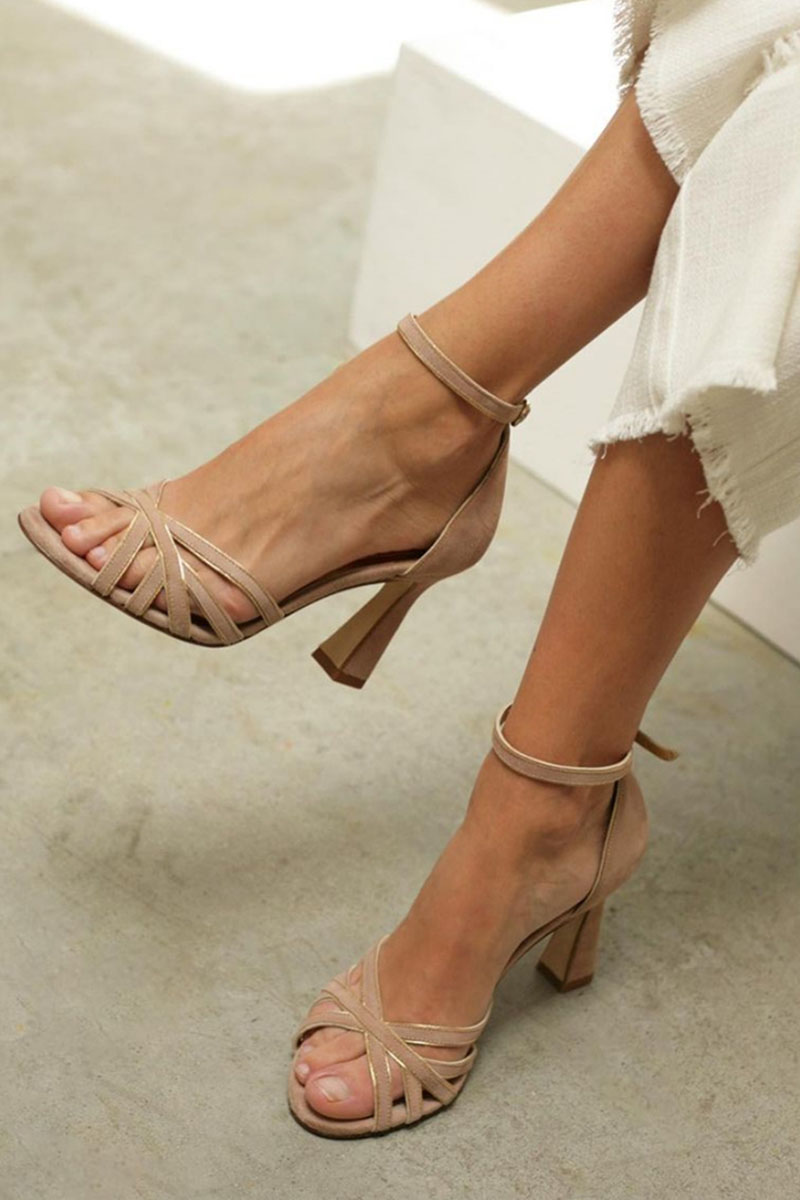 Women's Patchwork Peep-Toe Heels