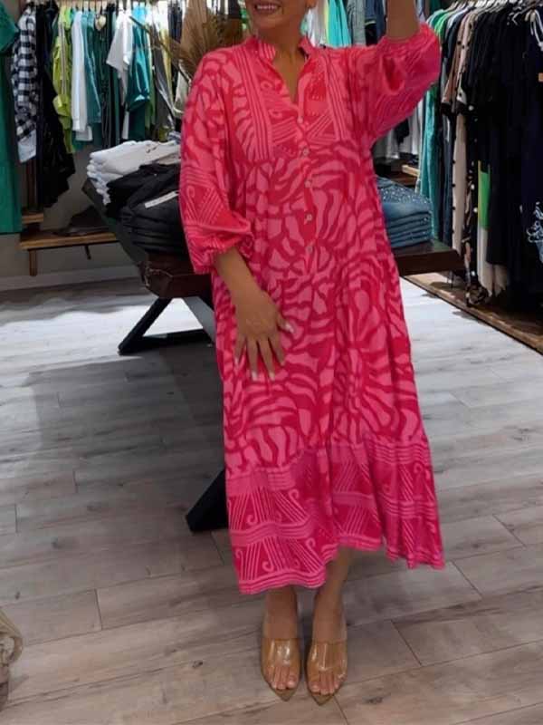 Amira Women's V-neck Printed Loose Dress