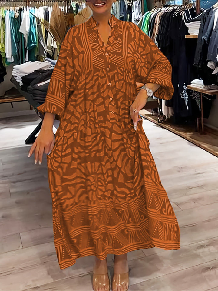 Amira Women's V-neck Printed Loose Dress