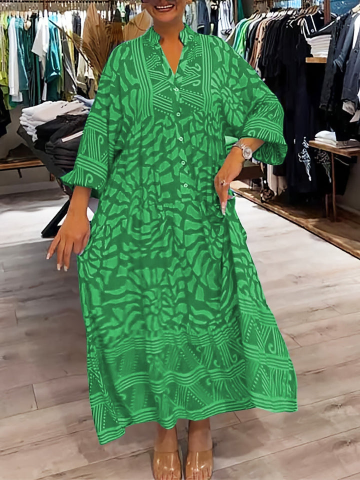 Amira Women's V-neck Printed Loose Dress