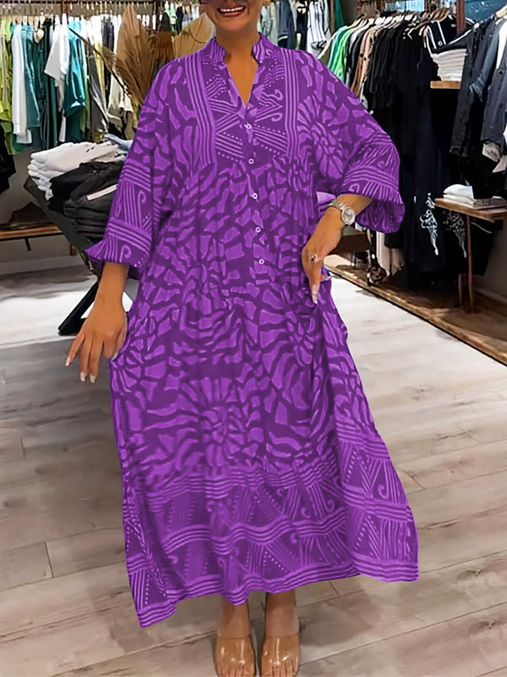 Amira Women's V-neck Printed Loose Dress