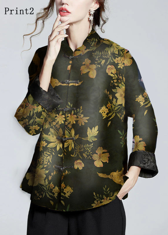 Fashionable women's printed statement coat. Features a chic stand collar & elegant design, ideal for special occasions.