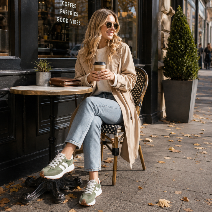 Orthopedic platform sneakers for women, chunky sole, lace-up, providing comfortable support & retro style.