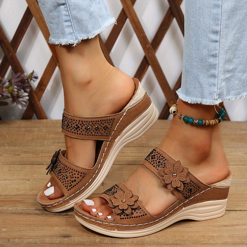 Women's Floral Wedge Slides