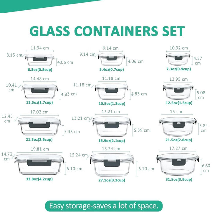 High-quality 24-piece glass food storage set, an essential kitchen organizer.